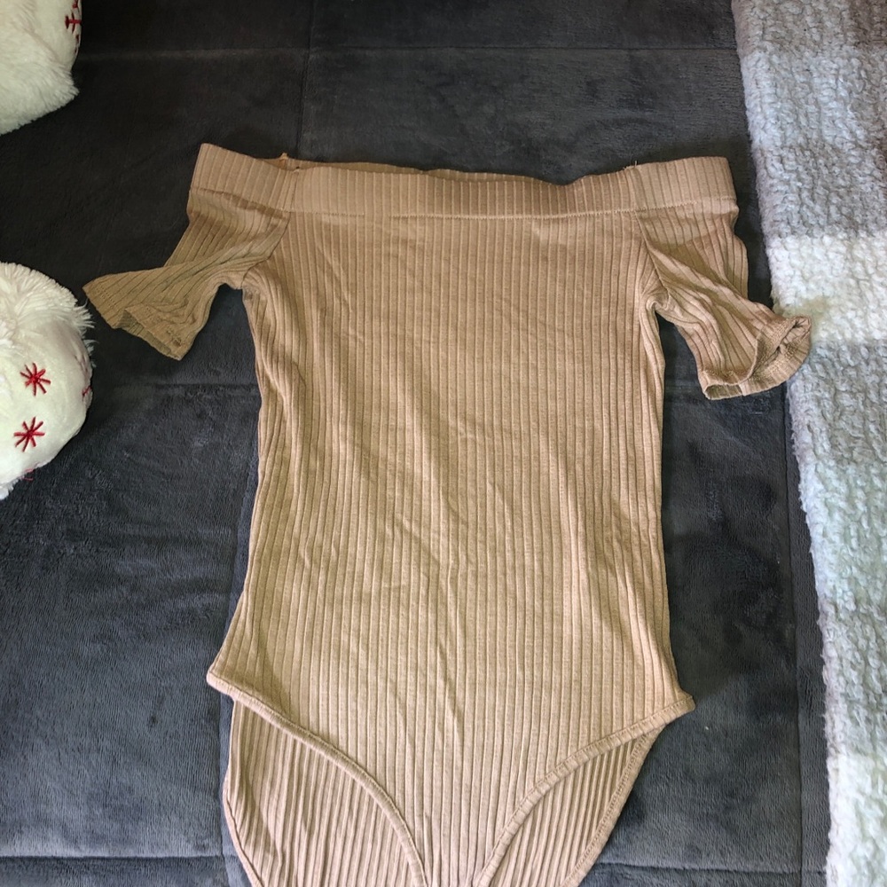 nude off the shoulder bodysuit